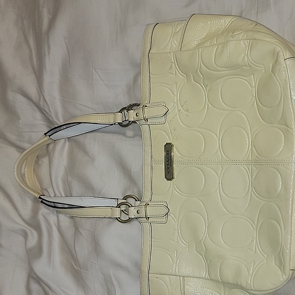 Coach Gallery Yellow Embossed Patent Leather Tote Bag Purse Handbag - Picture 1 of 7
